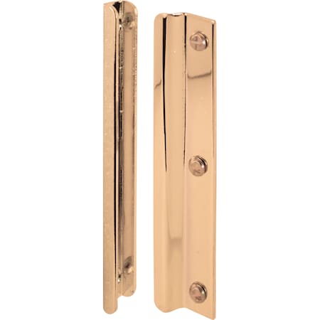 Prime-Line 6 in. Bright Brass, Steel Constructed Latch Shield, For Swing-In Doors Single Pack U 9512
